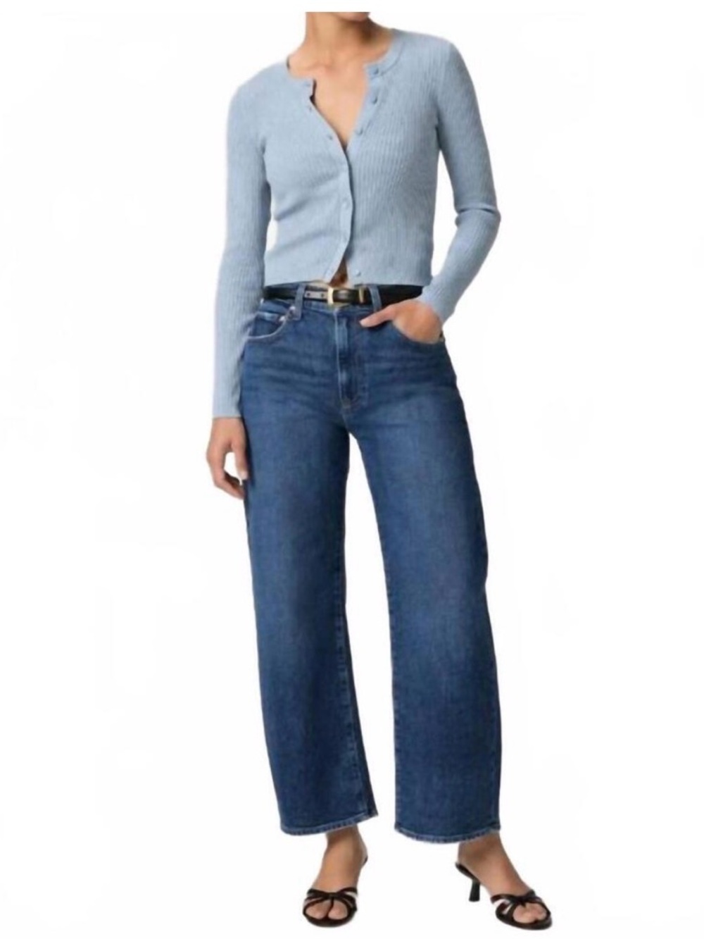 Paige Arellia Ankle Barrel Leg Jeans Sz 31 High Rise Denim NWT Clean Style